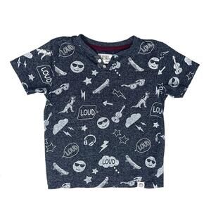 Free Planet Little Boy’s Size 5 Blue Graphic Print Cotton Blend Short Sleeve Top